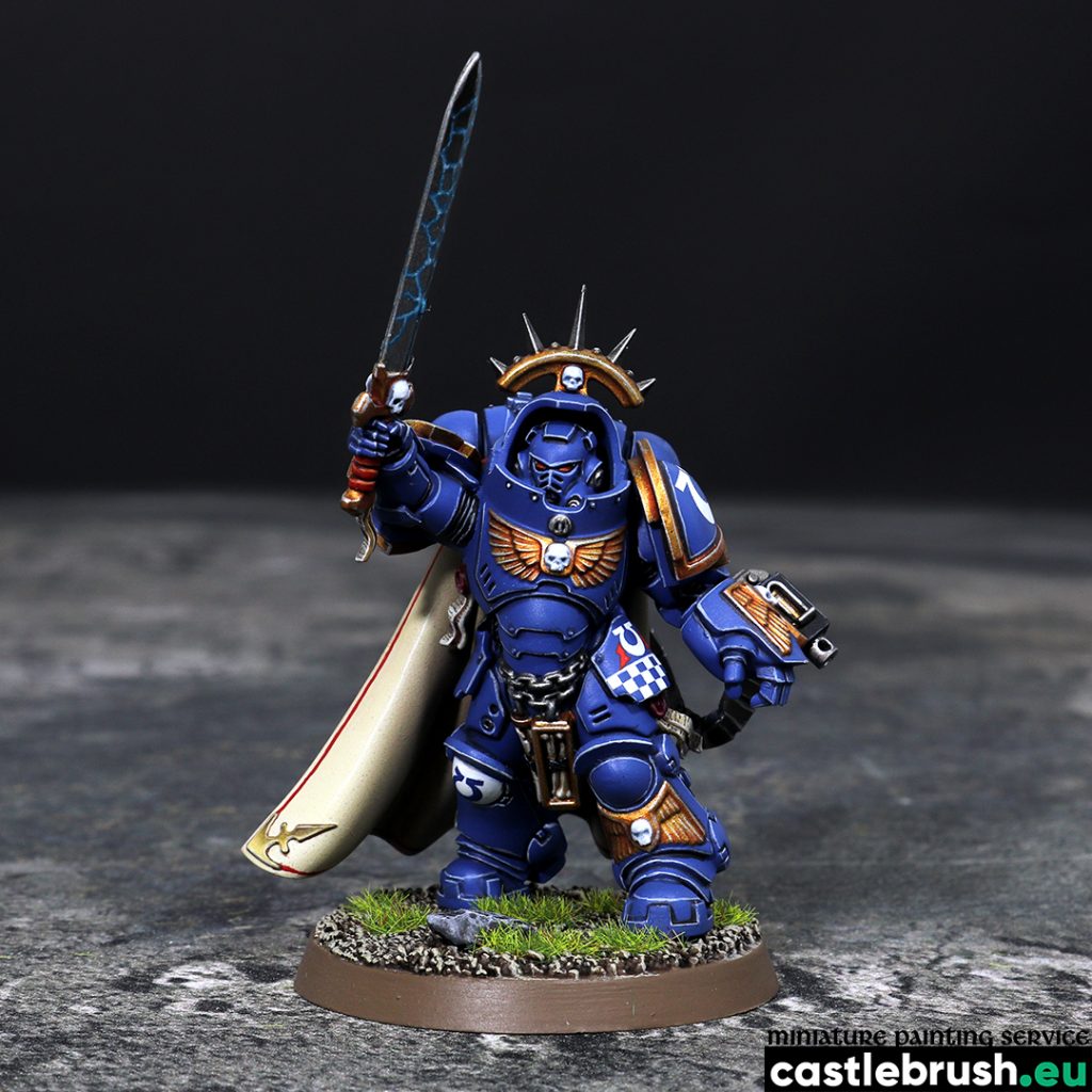 Primaris Captain in Gravis Armor, painted by Castle Brush miniature painting studio