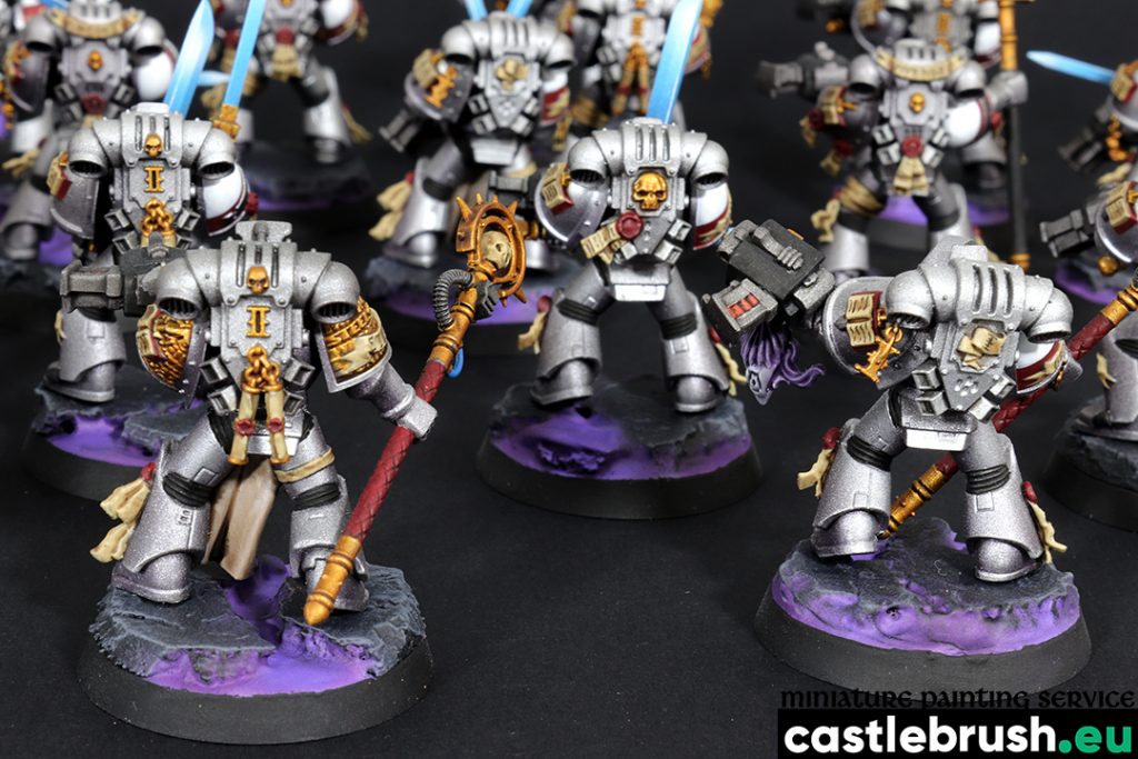 Grey Knights, Strike Squad, close up 3, painted by Castle Brush miniature painting studio