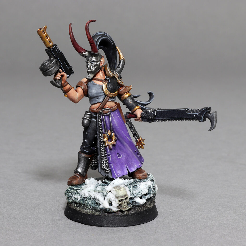 CSM Cultists Champion, Chaos Space Marines faction, Warhammer: 40000, wh40k, painted by Castle Brush Miniature Painting Service