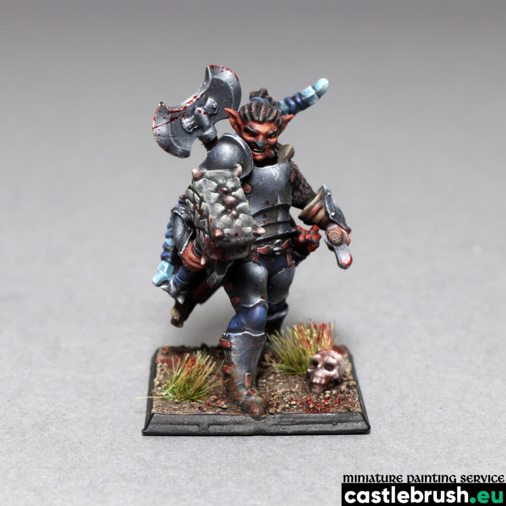 The Blood Hunter, custom D&D Character, painted by Castle Brush Miniature Painting Studio, printed by Heroforge, front angle