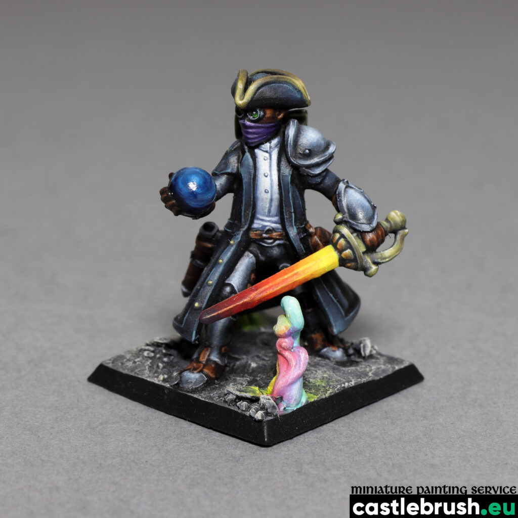 Halimath the Warlock, custom D&D Character, painted by Castle Brush Miniature Painting Studio, printed by Heroforge