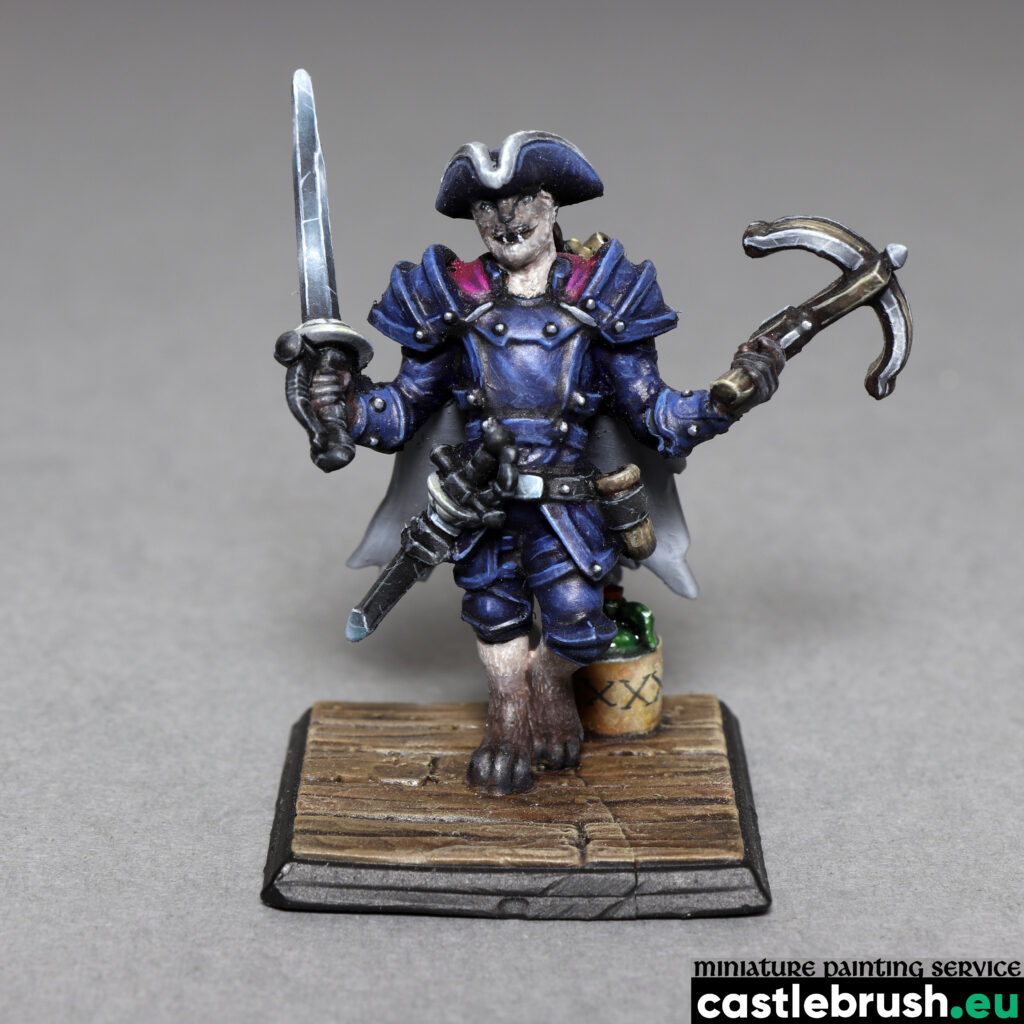 Tabaxi Swashbuckler, custom D&D Character, painted by Castle Brush Miniature Painting Studio, printed by Heroforge